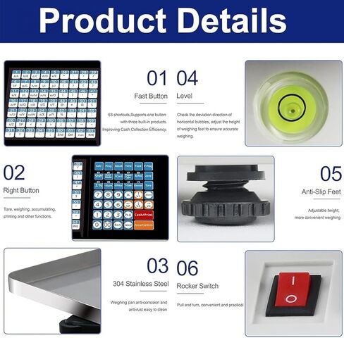 Commercial Label Printing Scale with Barcode Function, 63 Shortcut Keys for Efficient Weighing, Ideal for Supermarkets, Retail Stores, and Warehouses (Machine) in Saudi Arabia