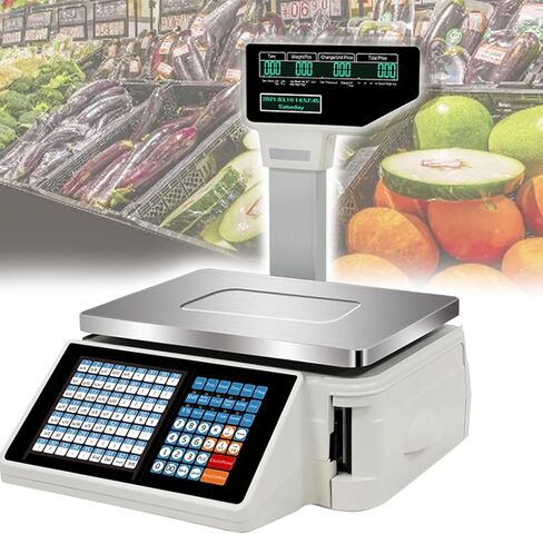 مقياس وزن الباركود الرقمي مع شاشة عرض مزدوجة الجوانب لطباعة ملصقات الأسعار، مثالي لمتاجر بيع المواد الغذائية بالتجزئة ومحلات السوبر ماركت، بما في ذلك صندوق النقود in Kuwait
