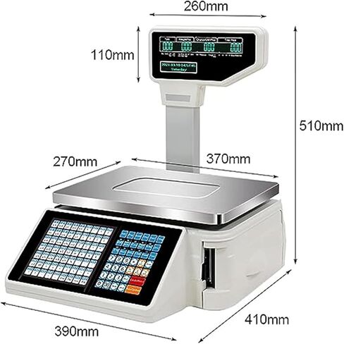 مقياس وزن الباركود الرقمي مع شاشة عرض مزدوجة الجوانب لطباعة ملصقات الأسعار، مثالي لمتاجر بيع المواد الغذائية بالتجزئة ومحلات السوبر ماركت، بما في ذلك صندوق النقود in Kuwait