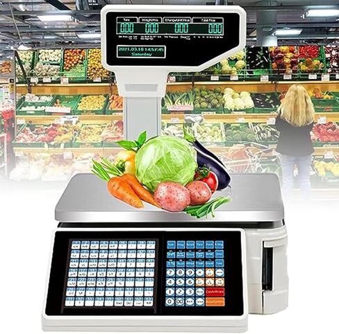 ميزان رقمي للوزن مزود برمز شريطي مزود بسجل نقدي وشاشة LCD عالية الدقة على الوجهين للسوبر ماركت ومتجر البيع بالتجزئة والمستودعات للوزن والمبيعات بكفاءة in Kuwait