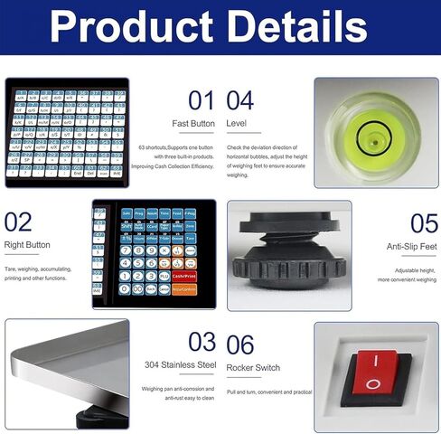 ميزان رقمي للوزن مزود برمز شريطي مزود بسجل نقدي وشاشة LCD عالية الدقة على الوجهين للسوبر ماركت ومتجر البيع بالتجزئة والمستودعات للوزن والمبيعات بكفاءة in Kuwait