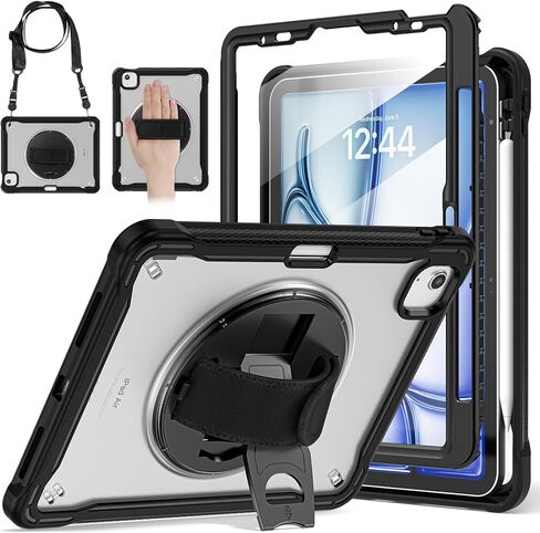 حافظة BRAECNstock iPad Air 5th/4th Gen 10.9 بوصة وPro11 بوصة، حافظة واقية مضادة للصدمات مع حامل قلم رصاص وواقي شاشة، حزام يد يدور 360 درجة / حامل لجهاز iPad 10.9/11 بوصة لغطاء الكمبيوتر اللوحي للأطفال - كاكي in Kuwait