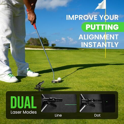 FINGER TEN Golf Laser Training Aid Target Alignment Tool for Indoor & Outdoor, Green Line Clear Visibility Putting Path Device with Two Models, Lightweight Swing Plane Corrector for Men Women (Black) in Saudi Arabia