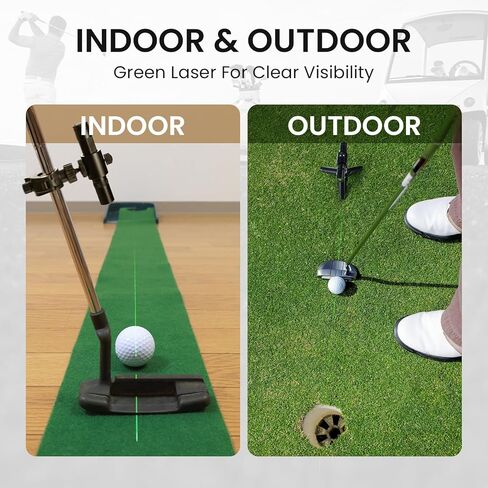 FINGER TEN Golf Laser Training Aid Target Alignment Tool for Indoor & Outdoor, Green Line Clear Visibility Putting Path Device with Two Models, Lightweight Swing Plane Corrector for Men Women (Black) in Saudi Arabia