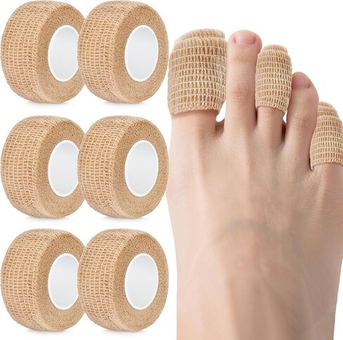 6 Rolls Big Toe Bandage Wrap - Stretchy Toe Tape for Broken Toe and Finger - 1 Inch Self Adhesive Bandage Wrap for Ingrown Toenail in Saudi Arabia