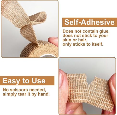 6 Rolls Big Toe Bandage Wrap - Stretchy Toe Tape for Broken Toe and Finger - 1 Inch Self Adhesive Bandage Wrap for Ingrown Toenail in Saudi Arabia