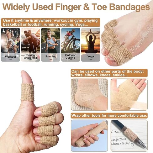6 Rolls Big Toe Bandage Wrap - Stretchy Toe Tape for Broken Toe and Finger - 1 Inch Self Adhesive Bandage Wrap for Ingrown Toenail in Saudi Arabia