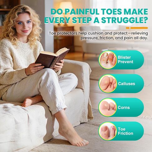 Pnrskter Big Toe Protector Caps – Gel Toe Sleeves (6 Big + 10 Medium) – Toe Covers & Cushions for Blisters, Corns, Ingrown Nails & Daily Friction (Women & Men) in Kuwait