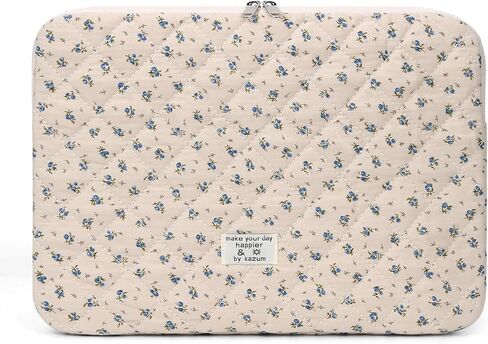 حقيبة كمبيوتر محمول منتفخة لطيفة، حقيبة كمبيوتر محمول مبطنة مقاس 14 بوصة مطبوعة على شكل زهرة، ملحقات غطاء مبطنة ناعمة واقية من الزهور، متوافقة مع كمبيوتر محمول مقاس 14 بوصة in Kuwait