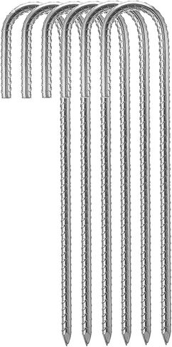 Heavy Duty Galvanized Steel J Hook Ground Anchors 12 Inch Fence Stakes for Canopy Tarp Tent and Garden Projects in Saudi Arabia
