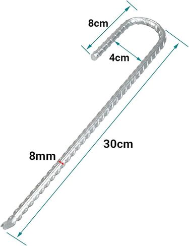 Heavy Duty Galvanized Steel J Hook Ground Anchors 12 Inch Fence Stakes for Canopy Tarp Tent and Garden Projects in Saudi Arabia