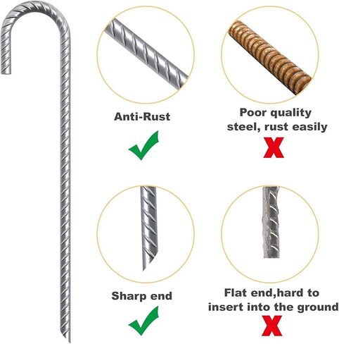 Heavy Duty Galvanized Steel J Hook Ground Anchors 12 Inch Fence Stakes for Canopy Tarp Tent and Garden Projects in Saudi Arabia