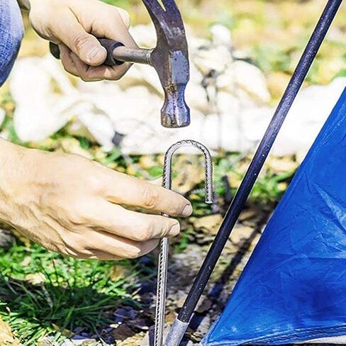 Heavy Duty Galvanized Steel J Hook Ground Anchors 12 Inch Fence Stakes for Canopy Tarp Tent and Garden Projects in Saudi Arabia