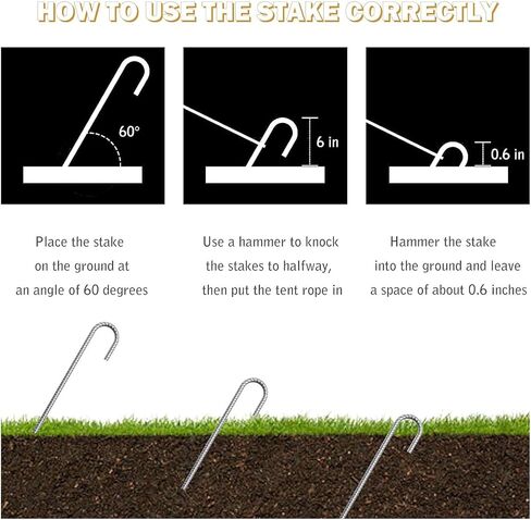 Heavy Duty Galvanized Steel J Hook Ground Anchors 12 Inch Fence Stakes for Canopy Tarp Tent and Garden Projects in Saudi Arabia