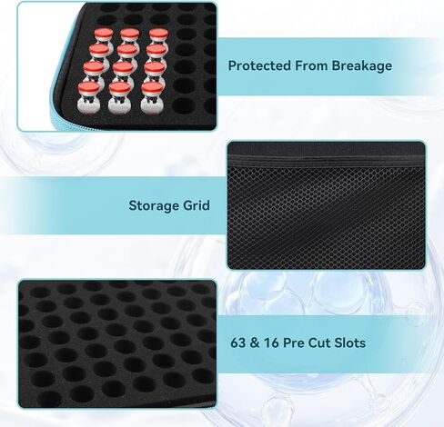 2 Pack 3ML Peptide Case Organizer 63 Slots & 16 Slots with Mesh Pocket, Fits 1ml 2ml 3ml Bottles, Peptide Storage Case for Fridge, Bag Only, Pack of 2 in Kuwait