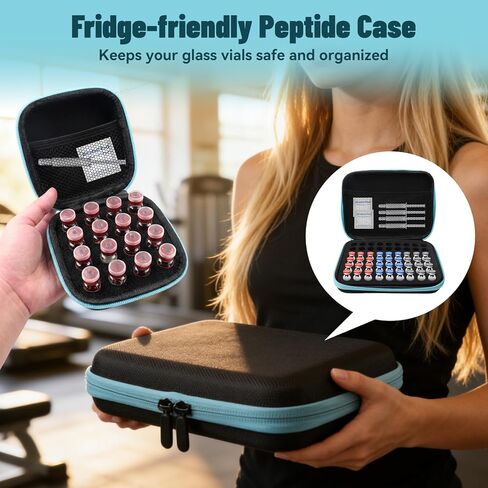 2 Pack 3ML Peptide Case Organizer 63 Slots & 16 Slots with Mesh Pocket, Fits 1ml 2ml 3ml Bottles, Peptide Storage Case for Fridge, Bag Only, Pack of 2 in Kuwait