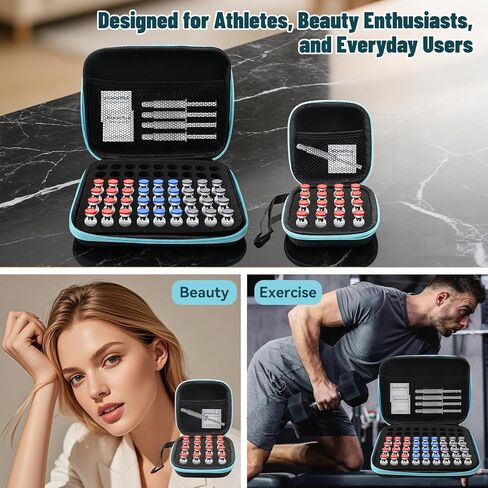 2 Pack 3ML Peptide Case Organizer 63 Slots & 16 Slots with Mesh Pocket, Fits 1ml 2ml 3ml Bottles, Peptide Storage Case for Fridge, Bag Only, Pack of 2 in Kuwait