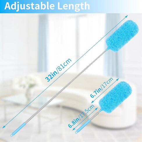 2 Pack Microfiber Duster for Cleaning, Washable Hand Dusters with Extendable Pole, Cleaning Supplies for Office, Car, Furniture, Ceiling Fan in Saudi Arabia