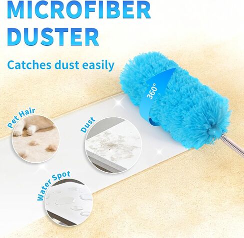 2 Pack Microfiber Duster for Cleaning, Washable Hand Dusters with Extendable Pole, Cleaning Supplies for Office, Car, Furniture, Ceiling Fan in Saudi Arabia