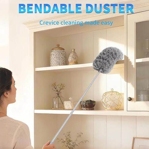 2 Pack Microfiber Duster for Cleaning, Washable Hand Dusters with Extendable Pole, Cleaning Supplies for Office, Car, Furniture, Ceiling Fan in Saudi Arabia