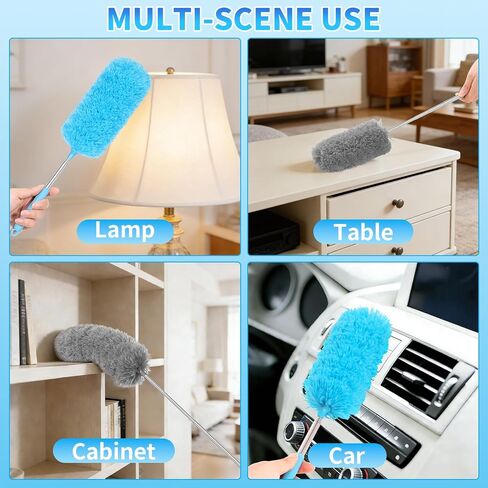 2 Pack Microfiber Duster for Cleaning, Washable Hand Dusters with Extendable Pole, Cleaning Supplies for Office, Car, Furniture, Ceiling Fan in Saudi Arabia