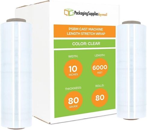PSBM Machine Stretch Wrap, 1 Roll 10 Inch x 6000 Feet 80 Gauge Heavy Duty Clear Plastic Wrap Industrial Strength Shrink Film for Moving, Packing & Shipping in Saudi Arabia