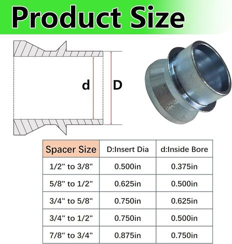 3/4" to 5/8" High Misplacement Spacer Heims Standard Ball Width, Rod End 4 PCS in Kuwait