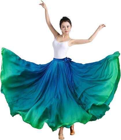 تنورة رقص غنائية للنساء من Z&X متدرجة اللون من الشيفون طويلة متأرجحة شفافة لأداء الباليه الحديث in Kuwait