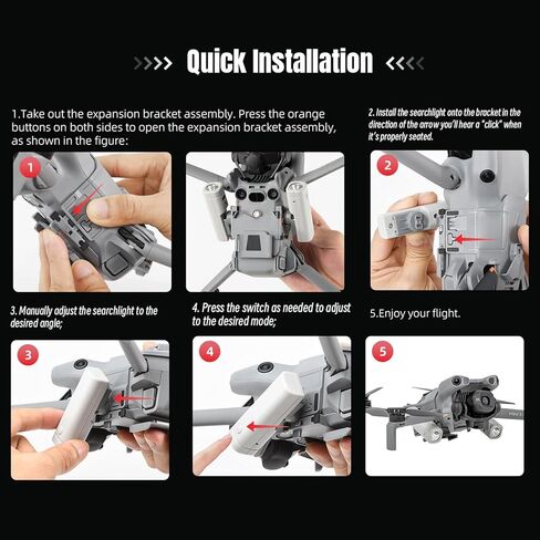 LICHIFIT Mini5 Pro Drone Searchlight Night Light for DJI Mini 5 Pro Rechargeable Dual Light 360° Rotation Multiple Modes Night Flight Light in Saudi Arabia