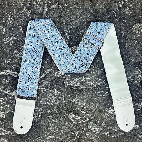 حزام الكتف الغيتار الأزرق الزهور زهرة ليف الجاكار التطريز قابل للتعديل الكهربائية الصوتية باس الملحقات (1 قطعة) in Kuwait