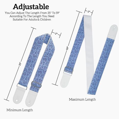 حزام الكتف الغيتار الأزرق الزهور زهرة ليف الجاكار التطريز قابل للتعديل الكهربائية الصوتية باس الملحقات (1 قطعة) in Kuwait