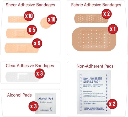 طقم إسعافات أولية مكون من 4200 قطعة من ديكور راك، 100 صندوق فردي مكون من 42 قطعة لكل منها، أدوات إسعافات أولية للجروح البسيطة، الخدوش، السفر، السيارة، المنزل، العمل، الرحلات الميدانية أو التخييم (4200 قطعة، 100 عبوة) in Kuwait