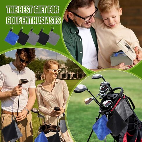 Batiyeer 5 Pack Small Golf Towel 5.5 x 5.5 Inch Microfiber Waffle Material with Clip Portable Pocket Golf Towel for Men Women Gift Cart Club Bag (Black,Gray,Blue) in Saudi Arabia