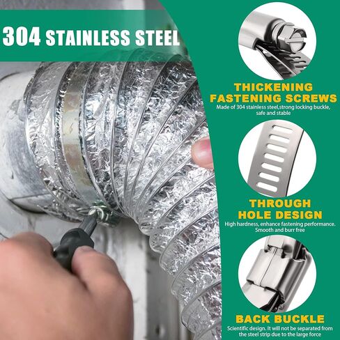 OURU Large Hose Clamps, 5 Pack 5 Inch Stainless Steel Hose Clamps Adjustable from 4-23/32"-5-1/2"/120-140mm, Metal Worm Gear Duct Clamp for Air Ducting, Dryer Vent Hose, Fuel Line, Automotive in Kuwait