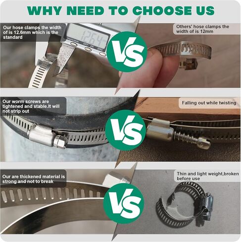 OURU Large Hose Clamps, 5 Pack 5 Inch Stainless Steel Hose Clamps Adjustable from 4-23/32"-5-1/2"/120-140mm, Metal Worm Gear Duct Clamp for Air Ducting, Dryer Vent Hose, Fuel Line, Automotive in Kuwait