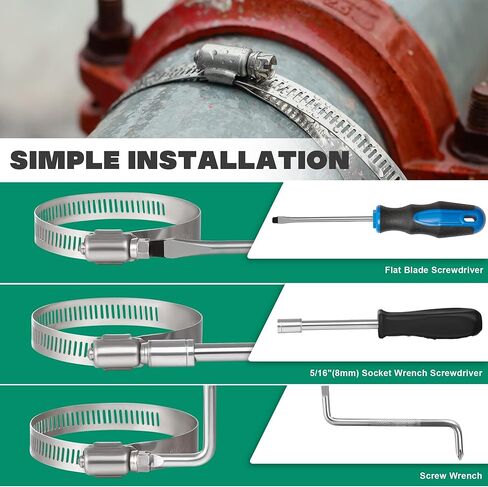 OURU Large Hose Clamps, 5 Pack 5 Inch Stainless Steel Hose Clamps Adjustable from 4-23/32"-5-1/2"/120-140mm, Metal Worm Gear Duct Clamp for Air Ducting, Dryer Vent Hose, Fuel Line, Automotive in Kuwait