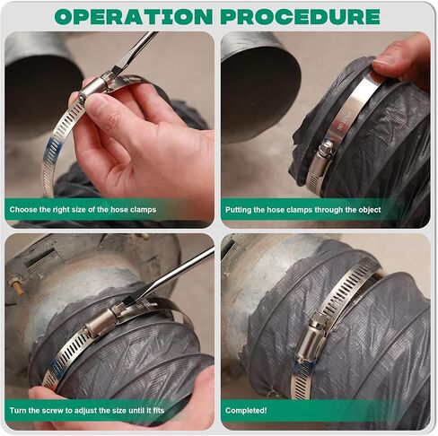 OURU Large Hose Clamps, 5 Pack 5 Inch Stainless Steel Hose Clamps Adjustable from 4-23/32"-5-1/2"/120-140mm, Metal Worm Gear Duct Clamp for Air Ducting, Dryer Vent Hose, Fuel Line, Automotive in Kuwait