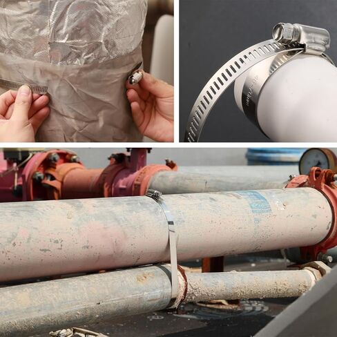 OURU Large Hose Clamps, 5 Pack 5 Inch Stainless Steel Hose Clamps Adjustable from 4-23/32"-5-1/2"/120-140mm, Metal Worm Gear Duct Clamp for Air Ducting, Dryer Vent Hose, Fuel Line, Automotive in Kuwait