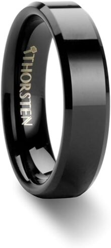 Roy Rose Jewelry Mens Tungsten Black Wedding Ring - FIT Beveled Comfor in Saudi Arabia