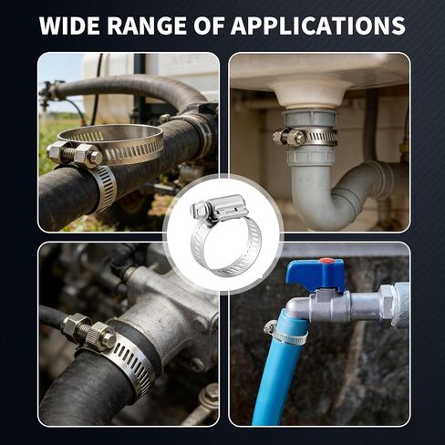 1 Inch Hose Clamp Stainless Steel Worm Gear Adjustable Hose Clamps 19-29MM Metal Hoseclamp for Radiator Automotive Pipe Fuel Line (Pack of 20Pcs) in Saudi Arabia