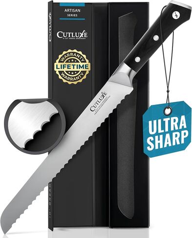Cutluxe Bread Knife – 10" Serrated Knife for Homemade, Sourdough Bread – Forged High Carbon German Steel – Full Tang & Razor Sharp – Ergonomic Handle Design – Artisan Series in Saudi Arabia