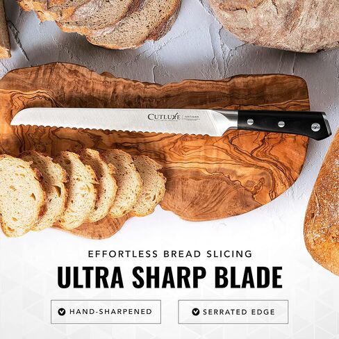 Cutluxe Bread Knife – 10" Serrated Knife for Homemade, Sourdough Bread – Forged High Carbon German Steel – Full Tang & Razor Sharp – Ergonomic Handle Design – Artisan Series in Saudi Arabia