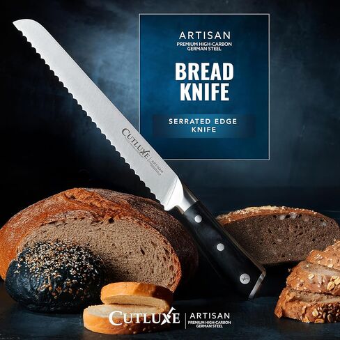 Cutluxe Bread Knife – 10" Serrated Knife for Homemade, Sourdough Bread – Forged High Carbon German Steel – Full Tang & Razor Sharp – Ergonomic Handle Design – Artisan Series in Saudi Arabia