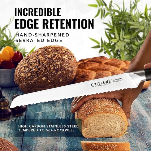 Cutluxe Bread Knife – 10" Serrated Knife for Homemade, Sourdough Bread – Forged High Carbon German Steel – Full Tang & Razor Sharp – Ergonomic Handle Design – Artisan Series in Saudi Arabia
