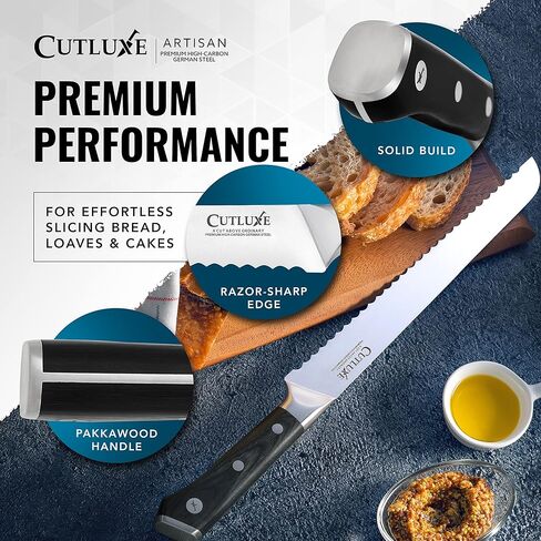 Cutluxe Bread Knife – 10" Serrated Knife for Homemade, Sourdough Bread – Forged High Carbon German Steel – Full Tang & Razor Sharp – Ergonomic Handle Design – Artisan Series in Saudi Arabia
