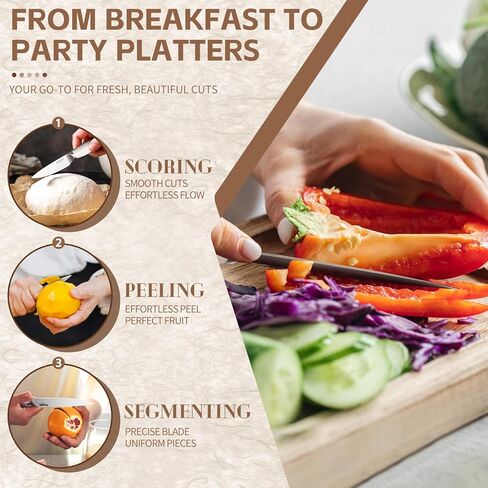 مجموعة سكاكين التقشير من هوسك مكونة من قطعتين - سكاكين حادة للمطبخ مقاس 5 بوصات وسكاكين تقشير مقاس 3.5 بوصات وسكين فواكه نباتية متوازن جيدًا مع مقبض أبيض مريح هدية هدية للرجال والنساء in Kuwait