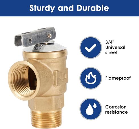 Pressure Relief Valve, Lead-Free Copper, 100 PSI, 3/4" NPT Male & Female Threads, Hot Water System Safety Valve in Saudi Arabia