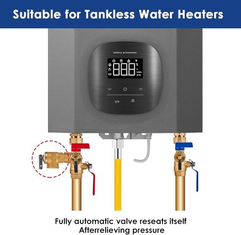 Pressure Relief Valve, Lead-Free Copper, 100 PSI, 3/4" NPT Male & Female Threads, Hot Water System Safety Valve in Saudi Arabia