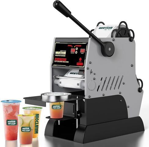 WantJoin Cup Sealing Machine Full Automatic Cup Sealer Machine 89/90/95MM 3.50/3.54/3.74IN Electric White Cup Sealing Machine 500-600 Cups/H(White) in Saudi Arabia