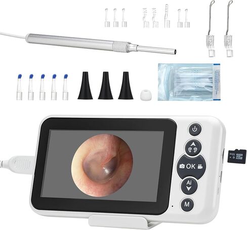 Ear Cleaner with Camera for Adults, Kids & Pets, Digital Otoscope with 4.5 Inch HD Screen, 3.9mm Camera Probe, Plug & Play Ear Wax Removal Kit, No App or WiFi, Photo/Video, 32GB Card in Kuwait